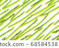 Fresh green asparagus shoots pattern, top view. Isolated over white. Food background asparagus flat lay pattern 68584538