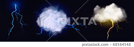 Vector realistic clouds with lightning bolts Vector realistic clouds with lightning bolts 68584548