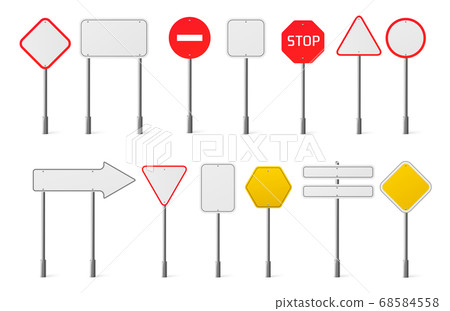 Vector Set Of Blank Traffic Road Signs - Stock Illustration [68584558 