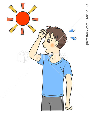 Young man in a T-shirt that looks hot in the sun 68584573