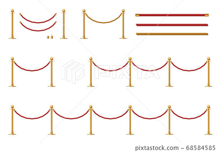 Partition rope _ Illustration of alignment pole _ Red _ Gold _ Material set 68584585