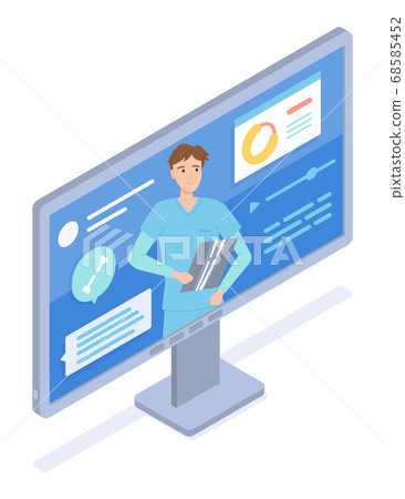 Online video-conference of radiologist, examine of human s broken bone x-ray. Consulting with doctor 68585452