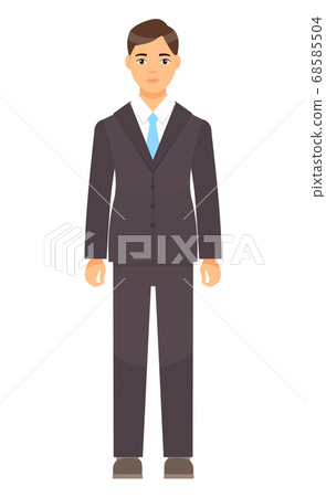 Isolated cartoon character, businessman dresscode, man in brown suit with blue tie, office worker Isolated cartoon character, businessman dresscode, man in brown suit with blue tie, office worker 68585504