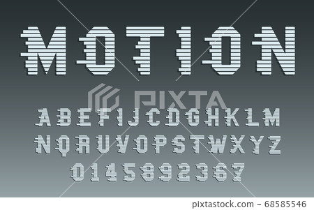 Motion alphabet template. Movement typography letters and numbers set. Vector illustration Motion alphabet template. Movement typography letters and numbers set. Vector illustration 68585546