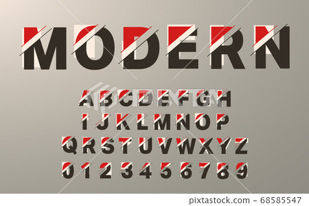 Modern alphabet template. Glitch typography letters and numbers set. Vector illustration 68585547