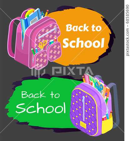 Colored School Backpack Back to School Colored School Backpack Back to School 68585690