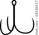 Single hook for lure (without barb) 68586017