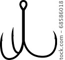 Triple hook for lure (with barb) 68586018