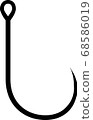 Single hook for lure (without barb) 68586019