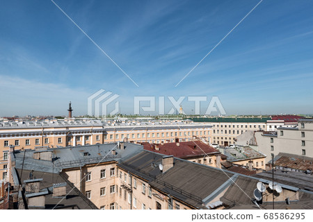 view of St. Petersburg , roof of old buildings in view of St. Petersburg , roof of old buildings in 68586295