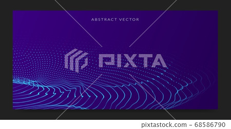 Wavy abstract object made of particles. Abstract technological or scientific object. Wavy abstract object made of particles. Abstract technological or scientific object. 68586790