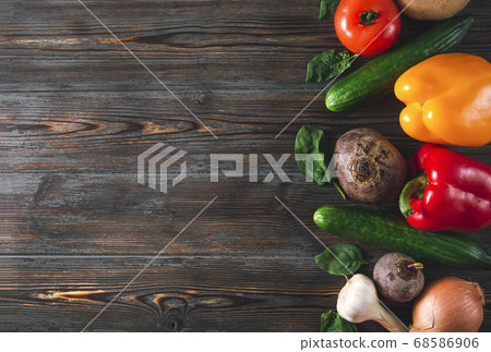peppers, green cucumbers, garlic, beetroot, peppers, green cucumbers, garlic, beetroot, 68586906