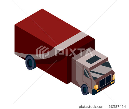 Isometric logistics. Transportation isometric element. Truck loaded. Vehicle designed to carry large numbers of goods Isometric logistics. Transportation isometric element. Truck loaded. Vehicle designed to carry large numbers of goods 68587434