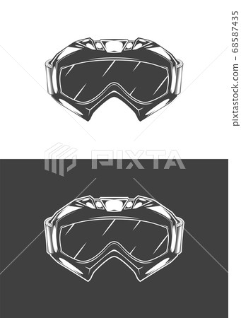 Vintage monochrome detailed mask illustration. Isolated vector template 68587435