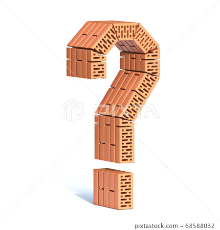 Brick wall font Question mark 3D Brick wall font Question mark 3D 68588032