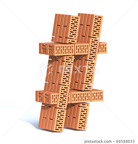 Brick wall font Hashtag sign 3D Brick wall font Hashtag sign 3D 68588033