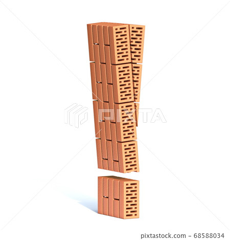 Brick wall font Exclamation mark 3D 68588034