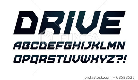 Drive style alphabet. Bold italic font, minimalist type for modern dynamic logo, sport headline, gym posters and computer games graphic. Minimal style letters, vector typography design 68588525