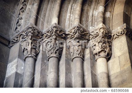 cathedral of lisbon, detail of the portal cathedral of lisbon, detail of the portal 68590086