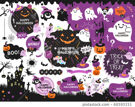 Pop Halloween Illustration Frame Set / White Background 68593151