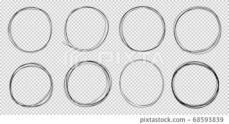 set of hand drawn vector doodle circle line sketch - Stock Illustration ...