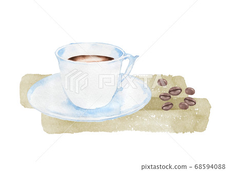 Watercolor Illustration Of Coffee And Coffee Beans Stock Illustration