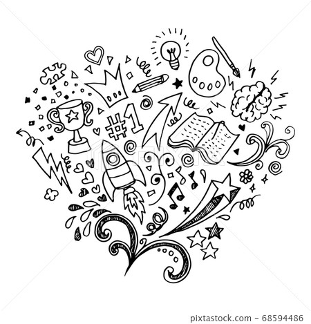 Hand drawn of isolated creative doodle art on a - Stock Illustration ...