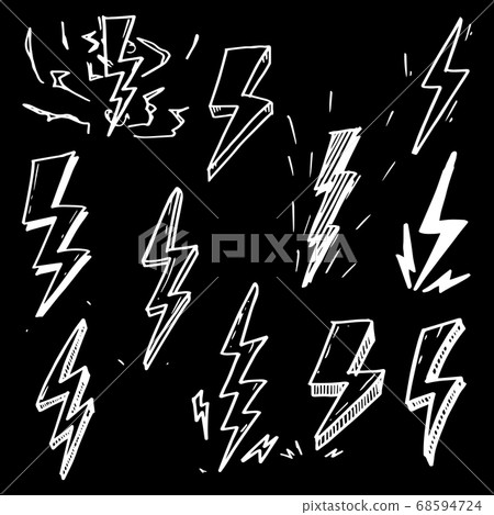 set of hand drawn vector doodle electric lightning set of hand drawn vector doodle electric lightning 68594724