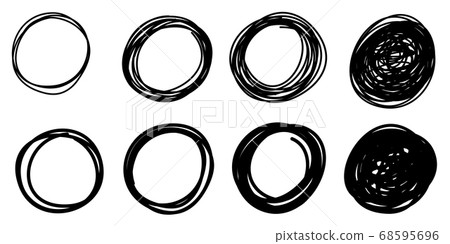set of hand drawn vector scribble circles abstract - Stock Illustration ...
