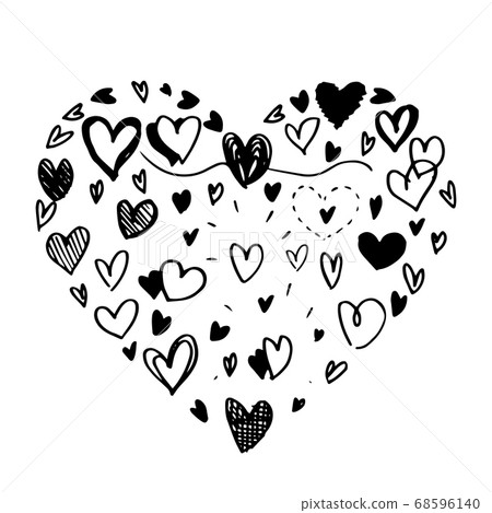 pattern of hand drawn vector doodle heart symbol 68596140