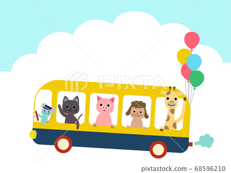 Animals on the bus School bus, kindergarten bus 68596210