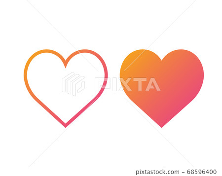 The isolated gradient orange to pink vector colorful sweet heart thin line icon 68596400