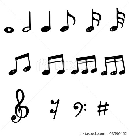 Set of hand drawn music note doodle. Vector doodle - Stock Illustration ...