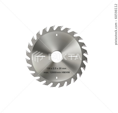 Sharp disk edges isolated circular saw to cut wood 68598112