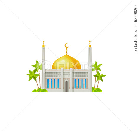Muslim mosque with crescent moon on dome isolated 68598262