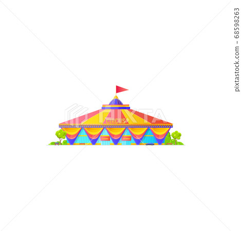 Traveling circus shapito isolated red striped tent Traveling circus shapito isolated red striped tent 68598263