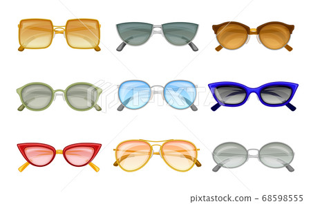 Shaped Sunglasses or Shades as Protective Eyewear Vector Set Shaped Sunglasses or Shades as Protective Eyewear Vector Set 68598555