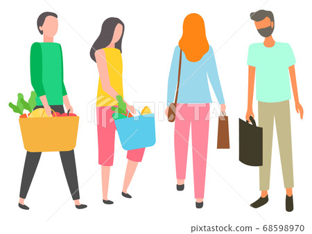 People Shopping at Market and Shops Couples Set 68598970