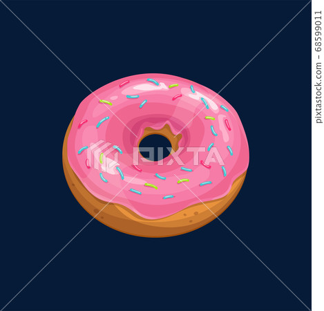 Strawberry donut with sprinkles, topping isolated 68599011