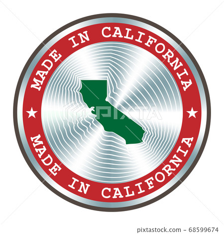 Made in California local production sign, sticker, seal, stamp. Round hologram sign for label design and national marketing Made in California local production sign, sticker, seal, stamp. Round hologram sign for label design and national marketing 68599674