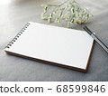 Stylish chic image with memo and pen flowers on gray background 68599846