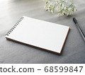 Stylish chic image with memo and pen flowers on gray background 68599847