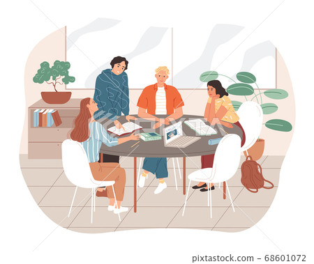 Group of students studying together. Young people sitting at the table and learning. 68601072