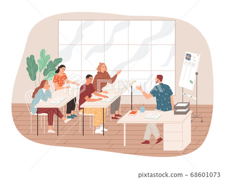 English class. The teacher communicates with the students. 68601073