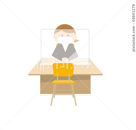 OL (with mask) to serve customers through acrylic boards 68601279