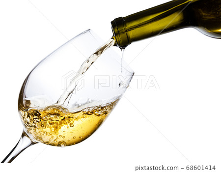 White wine isolated  on white background 68601414