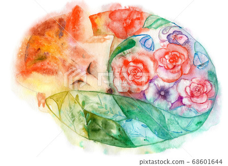 watercolor drawing - illustration of a sleeping 68601644