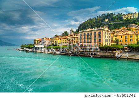 Famous town of lake Como with luxury buildings, Bellagio, Italy 68601741