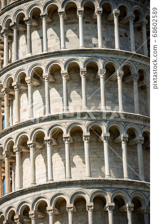 Closeup of Leaning Tower of Pisa - Tuscany Italy 68602589