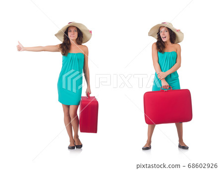 Woman going to summer vacation isolated on white Woman going to summer vacation isolated on white 68602926